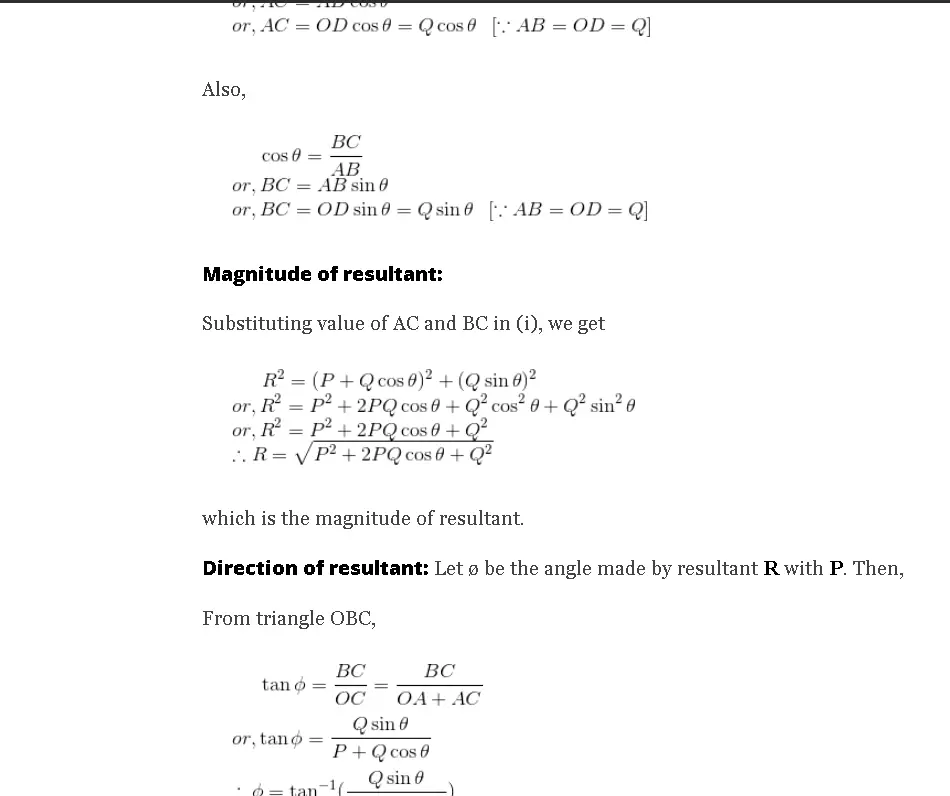 MAGNITUDE OF RESULTENT