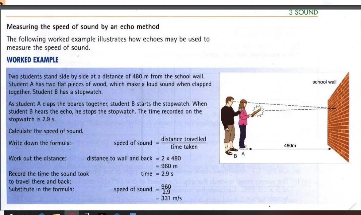 Measuring the speed of sound by an echo method