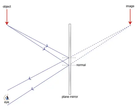 Third, we join the light rays from the mirror to the object